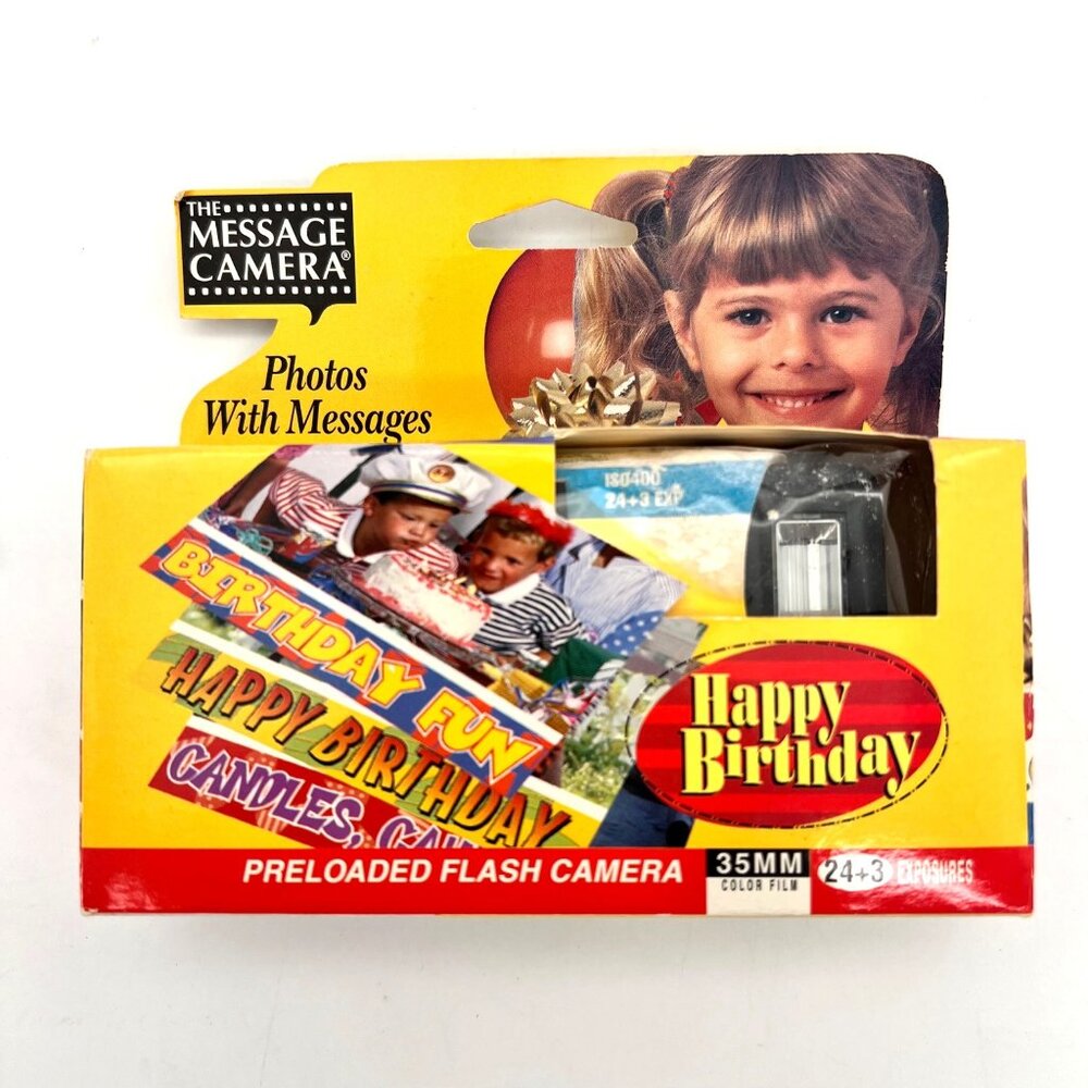 35 mm Color The Message Camera Preloaded Happy Birthday Flash Camera Unopened